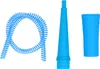Three blue cleaning accessories are laid out on a white background. Voir les images du produit