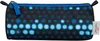 A cylindrical pencil case with a blue and black dotted pattern. Voir les images du produit