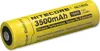 A yellow Nitecore 18650 rechargeable battery with black and silver accents, shown against a white background. Voir les images du produit