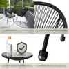 A collage of images showcasing a garden furniture set, including chairs and a table, with close-ups of materials and features. Produktbild-Vorschau