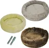Three pet beds in different colors and two metal screws are shown against a white background. Produktbild-Vorschau