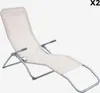 A white chaise lounge chair with a metal frame, shown against a white background. Anteprima dell’immagine prodotto