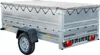 A trailer with a cover on a white background. Produktbild-Vorschau