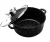 A black speckled pot with a glass lid is shown against a white background. Produktbild-Vorschau