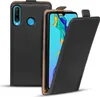 A black flip case for a Huawei P30 Lite phone, shown from a diagonal angle with the front cover open. Produktbild-Vorschau