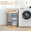 VOUNOT® VOUNOT Wäschekorb Bambus mit Deckel, 58L Rund Produktbild-Vorschau 4