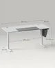 A diagram of a white standing desk with dimensions indicated by lines and numbers. Produktbild-Vorschau