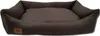 A brown dog bed with raised sides and a cushioned center, shown from a front-facing angle. Produktbild-Vorschau