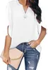 ASKSA Damen Bluse Chiffon Elegant Knöpfen V-Ausschnitt Produktbild-Vorschau 1