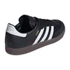 A black Adidas Samba sneaker with white stripes and a brown sole, shown from the side. Náhled obrázku produktu