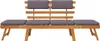 A wooden garden bench with gray cushions, shown against a white background. Náhľad obrázku produktu