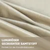 Close-up of luxurious crushed velvet fabric, with text overlay describing its features. Produktbild-Vorschau