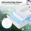 A diagram illustrating the multi-layer glaze of a sink, with water droplets shown on the surface. Anteprima dell’immagine prodotto