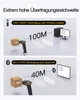 Diagrams illustrating the wireless transmission range of a barcode scanner via wireless adapter and Bluetooth. Produktbild-Vorschau