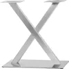 A silver X-shaped table leg base on a white background. Náhled obrázku produktu