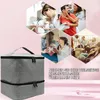 Collage showing a cosmetic bag and various lifestyle scenarios. Produktbild-Vorschau