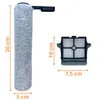 A cleaning brush roll and a filter are shown side-by-side with dimensions indicated. Produktbild-Vorschau