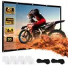 A projection screen displaying a motocross rider in action, with accessories shown below. Voir les images du produit