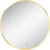 A round mirror with a gold metal frame against a white background. Produktbild-Vorschau