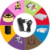 A collage of various electronic devices and accessories arranged in a circular pattern around a central image of a power adapter. Voir les images du produit