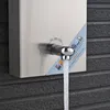 A close-up of a stainless steel shower panel with water flowing from the faucet. Náhľad obrázku produktu
