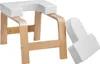 A white yoga headstand bench made of wood, with a separate white cushion piece next to it. Voir les images du produit