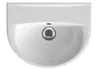 A top-down view of a white ceramic sink with a silver drain. Podgląd zdjęcia produktu