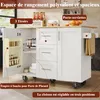 Îlot de cuisine XL blanc (135 x 46-74 cm) avec plan de Voir les images du produit 6
