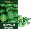 A collage showing a seed packet on the left and a pile of small cucumbers on the right. Produktbild-Vorschau