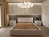 A bedroom with a bed, nightstands, and a closet. Náhľad obrázku produktu