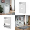 A collage of images showcasing a white shoe cabinet in different settings and angles. Náhľad obrázku produktu