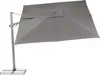 A gray cantilever umbrella with a square canopy is shown on a white background. The umbrella is open and angled. Produktbild-Vorschau