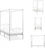 vidaXL Himmelbett-Gestell Weiß Metall 90 x 200 cm -  Betten Produktbild-Vorschau 1