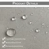 A close-up of a gray fabric with water droplets on it, indicating water-repellent properties. Text overlays highlight product features. Náhled obrázku produktu