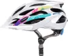 A white bicycle helmet with colorful geometric patterns. Náhľad obrázku produktu