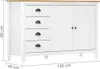 vidaXL Credenza Hill White 130x40x80 cm in legno di pino Anteprima dell’immagine prodotto 3