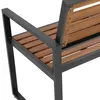 Close-up view of the armrest and seating area of an outdoor bench. Produktbild-Vorschau