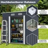 A garden shed filled with tools and equipment, with close-up diagrams of its features. Produktbild-Vorschau