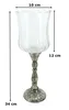 Glas Windlicht auf Metall Standfuß silber schwarz 10 x 34cm Produktbild-Vorschau 2