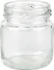 A clear glass jar with a threaded opening. Produktbild-Vorschau