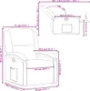 A diagram illustrating the dimensions of a recliner chair with various measurements indicated in centimeters and inches. Produktbild-Vorschau