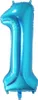 Palloncino in foil numero 1, circa 100 cm, blu Anteprima dell’immagine prodotto 1