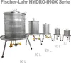 A series of stainless steel fruit presses of different capacities arranged side-by-side against a white background. Produktbild-Vorschau