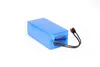 A blue battery pack with black and red connectors on a white background. Produktbild-Vorschau