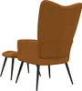 A brown velvet armchair and ottoman are shown from the back against a white background. Voir les images du produit