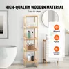 A bathroom shelf unit with various items on it, next to a bathtub. There are also marketing overlays highlighting product features. Podgląd zdjęcia produktu