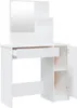 A white vanity table with a mirror and storage compartments. Anteprima dell’immagine prodotto