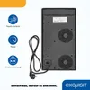 The back of an induction cooktop is shown with icons and text describing its features. Produktbild-Vorschau