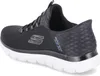 A side view of a black Skechers Slip-Ins shoe with a white sole. Náhled obrázku produktu