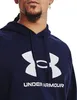Close-up of a person wearing a navy blue Under Armour hoodie with a large white logo. Anteprima dell’immagine prodotto